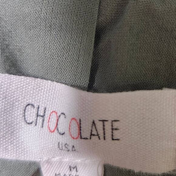 Chocolate USA Sage Green Linen Blazer Juniors Size Medium Zip Pockets Hook Close - Picture 3 of 11